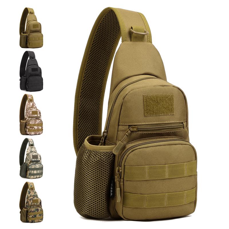 

Waterproof Tactical Backpack Chest Bag Water Bottle Wear Resistant Breathable Shoulder Strap Design Leisure Rucksack, Black