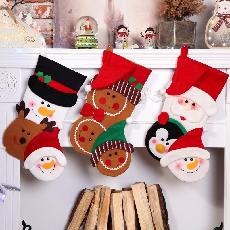 

Christmas Gift Bag Santa Claus / Snowman / Biscuit Decorative Socks with Hanging Loop Stockings Gifts Holders1