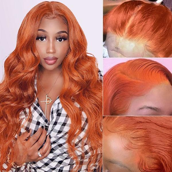 

Ishow Orange Ginger 26 Inch Straight Roll Water Pine Deep Body Headband Wig Bangs Female HD Transparent Lace Front Wig Real Hair Wig 13x4 13x6 5x5 4x4 350# Yaki, As the picture shows