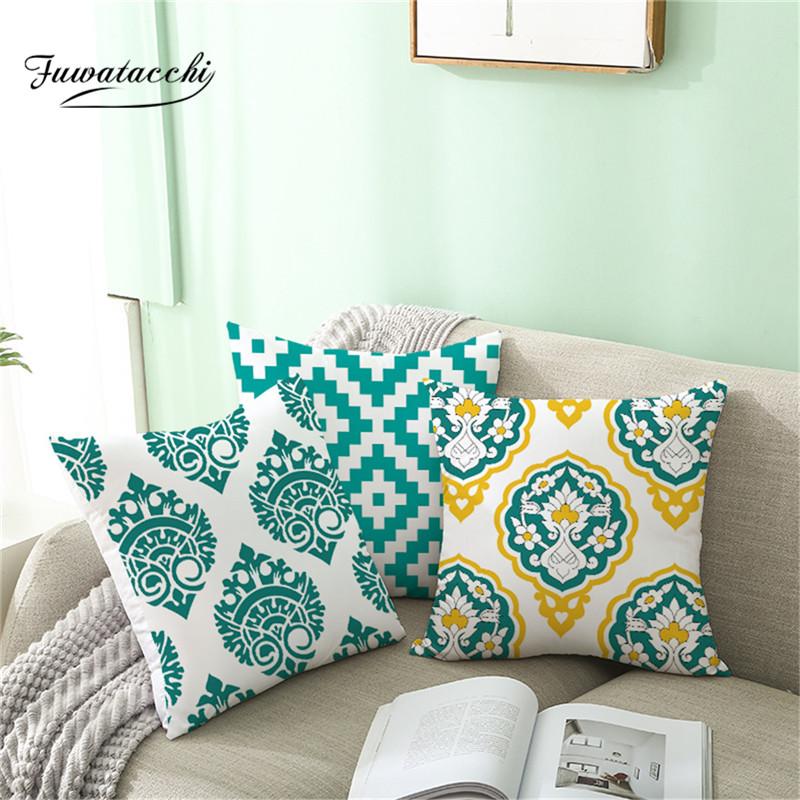 

Fuwatacchi Nordic style Geometric Cushion Cover Green Pillow Cover For Home Sofa Decorative Pillowcases Polyester Throw Pillows, Pc10933