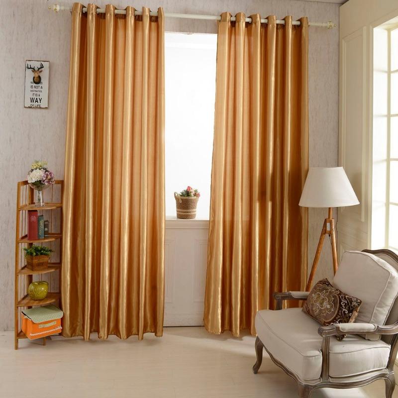 

2PCS 100*250cm Grommet Blackout Curtain Linings Panel Bright Colored Window Curtains Soft Window Drape Classy Treatments, Coffe