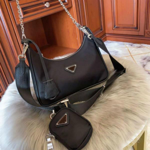 

2 pieces 2020 Shoulder Bags High Quality Nylon Handbags Bestselling Wallet Women Bags Crossbody Bag Hobo Purses Shoulder Bags With box, Black