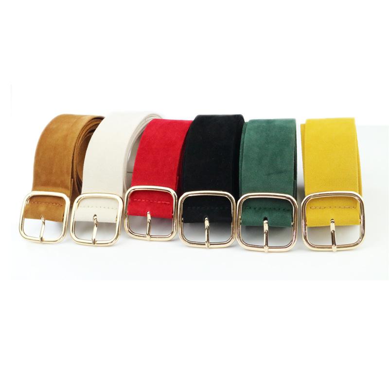 

Long Velvet Belt Cloth Dress Belt Female Knot Black Waistband Gold Square Buckle Decorate Coat Sweater Waist Seal Tide 97