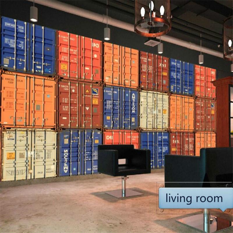 

European Style Retro Industrial Style Containers 3D Photo Wallpapers Bar Restaurant Mural Cafe Decor Background Wall Paper 3D, Canvas