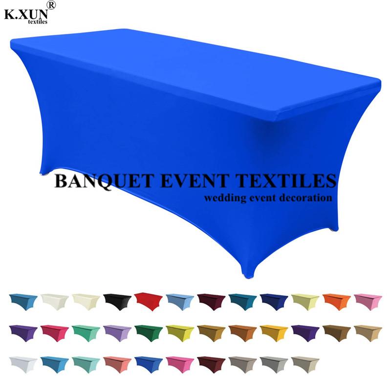 

Nice Looking Rectangle Spandex Table Cover Lycra Tablecloth For Wedding Event Party Banquet Decoration, White