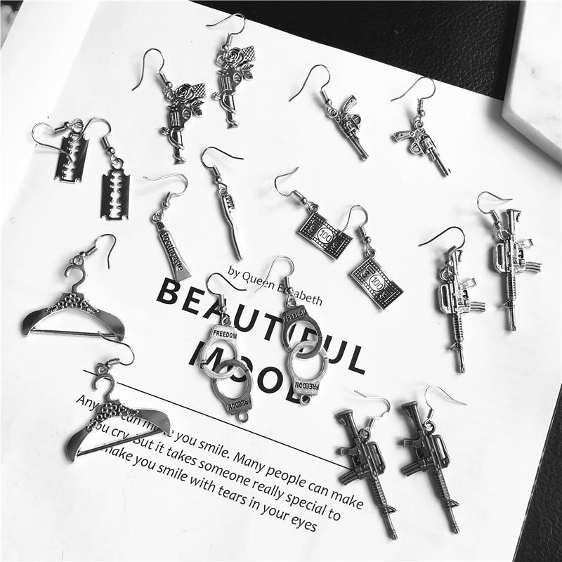 

Shamir Punk Cheap Sliver Handcuffs Blade Gun Drop Earrings Creative Jewelry Accessories Women Simple Pistol Eardrop Jewelry