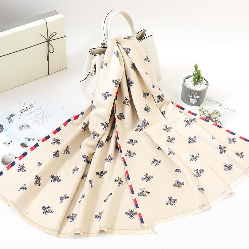 

double-sided scarf women Mrs Winter warm cashmere shawl scarf animal be1