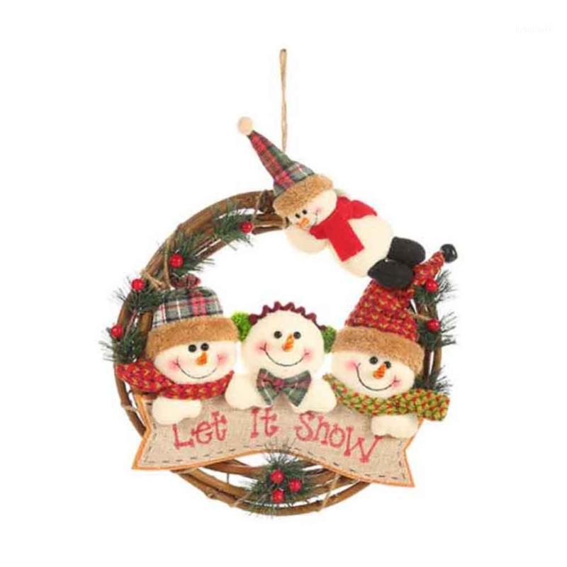 

Christmas Rattan Circle Santa Claus Snowman Elk Rattan Circle Pendant Wreath Ornament Decorations New Year Gift1