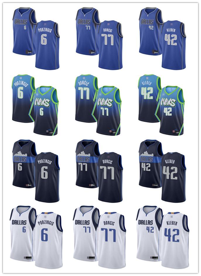 

Mens Womens Youth Dallas Mavericks 77 Luka Doncic 6 Kristaps Porzingis 42 Maxi Kleber blue custom Basketball Jerseys, Colour