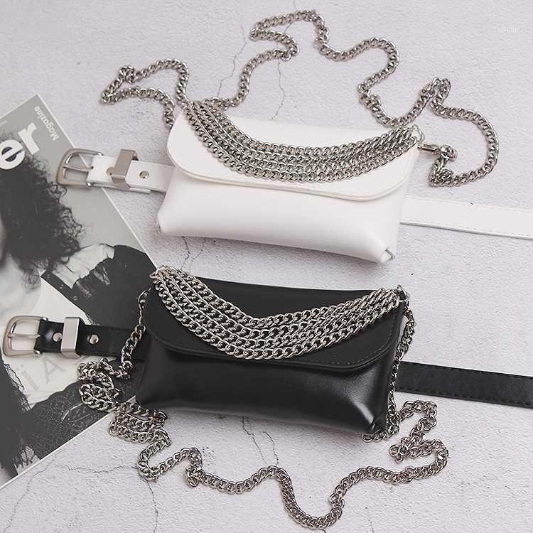 

2020 Wide Layered Chain Waist Bags Women Fashion Black WHite Plus Waist Belt Phone Packs Long Chain1