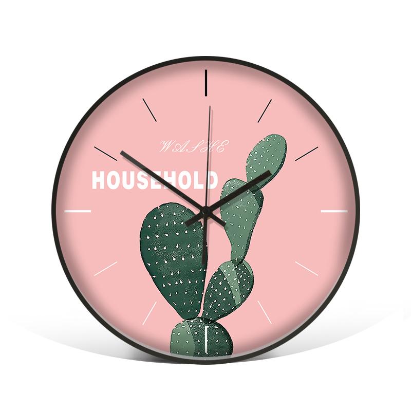 

Creative pastoral style cactus home wall clock Fashion minimalist plant home clock