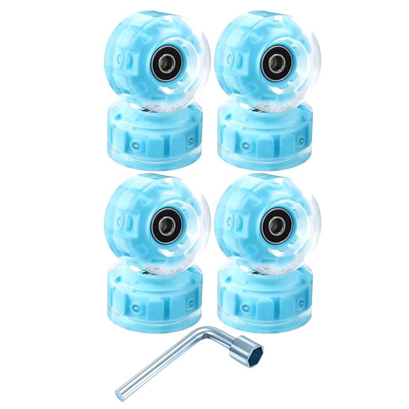 

8 Piece LED Luminous Skate Wheels with Skate Roller Bearings 32 x58mm, Blue