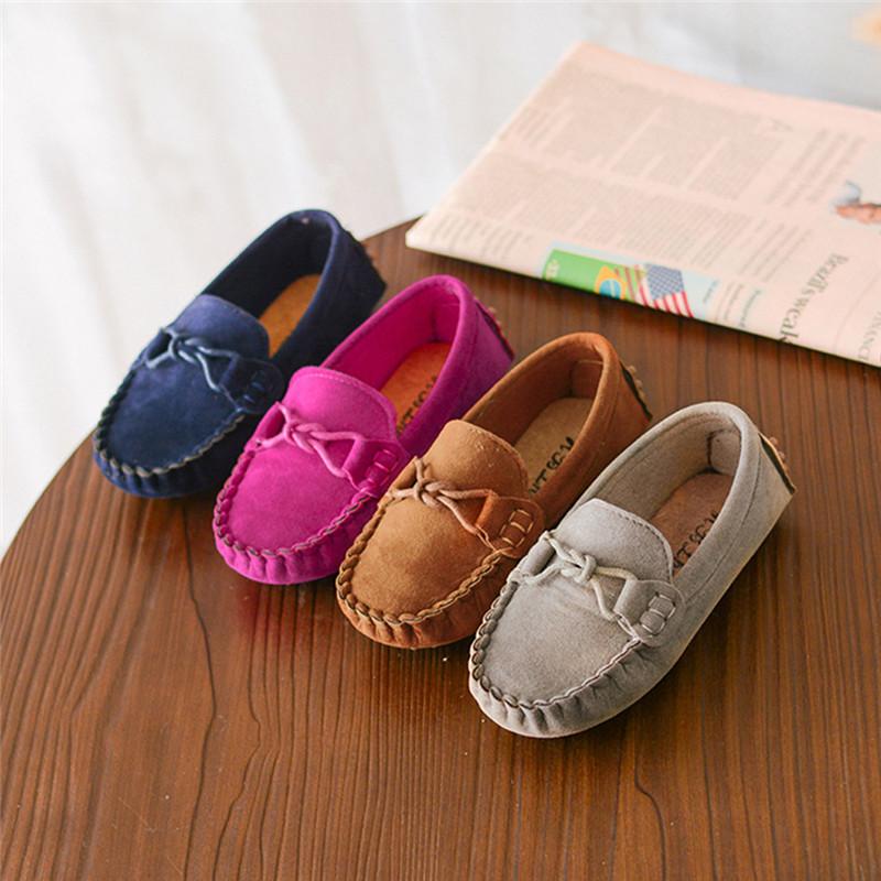 

kids shoes Children Boys Girls Loafers Solid Color Soft Bottom Breathable Casual Shoes Flat loafers #4S26, Brown