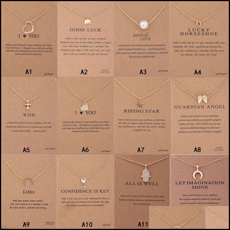 

Pendant Necklaces & Pendants Jewelry Arrival Dogeared Necklace With Gift Card Elephant Pearl Love Wings Cross Key Zodiac Sign Compass Lotus
