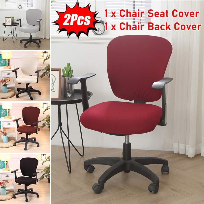 

2pcs/set Computer Chair Covers Spandex Stretch Split Seat Cover Office Chair Anti-dust Universal Solid Armchair Cover Removable