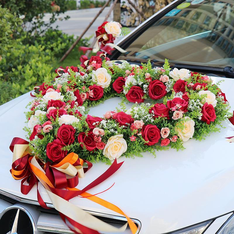 

Wedding Main Wedding Car Decoration Set Simulation Rose Stars Heart Garland Chinese1