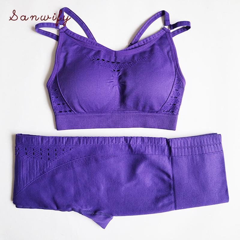 

Seamless Yoga Set Women Fitness Wear Gym Set Leggings Padded Push Up Sports Bra 2 Pcs Sportswear Sports Suits Athletic Clothes1, Brapurple