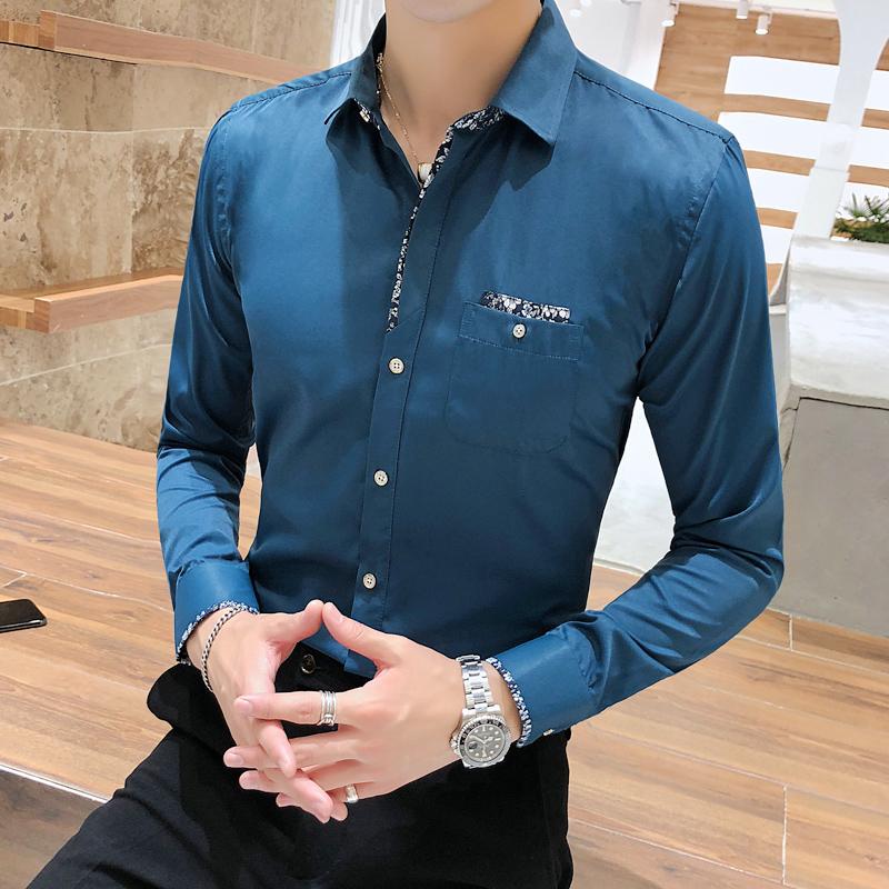

Mens Spring Shirts Mens New Fashion Casual Slim Business Office Weeding Long Sleeve Shirts Cotton Solid Plus Size 5XL, Black