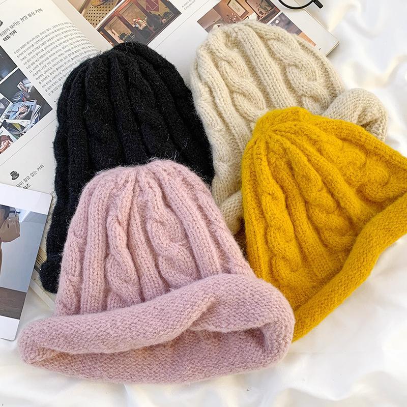 

Pink Kawaii Twist Elastic Soft Hairy Warm Knitting Wool Hat1