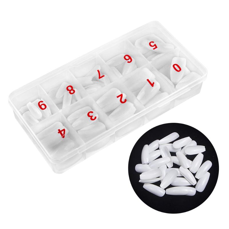 

500pcs French Nail Tips False Nails Flat Shape Professional Long Coffin 10 Size Art Tool Full Cover Fake Ballerina DIY Manicure, White
