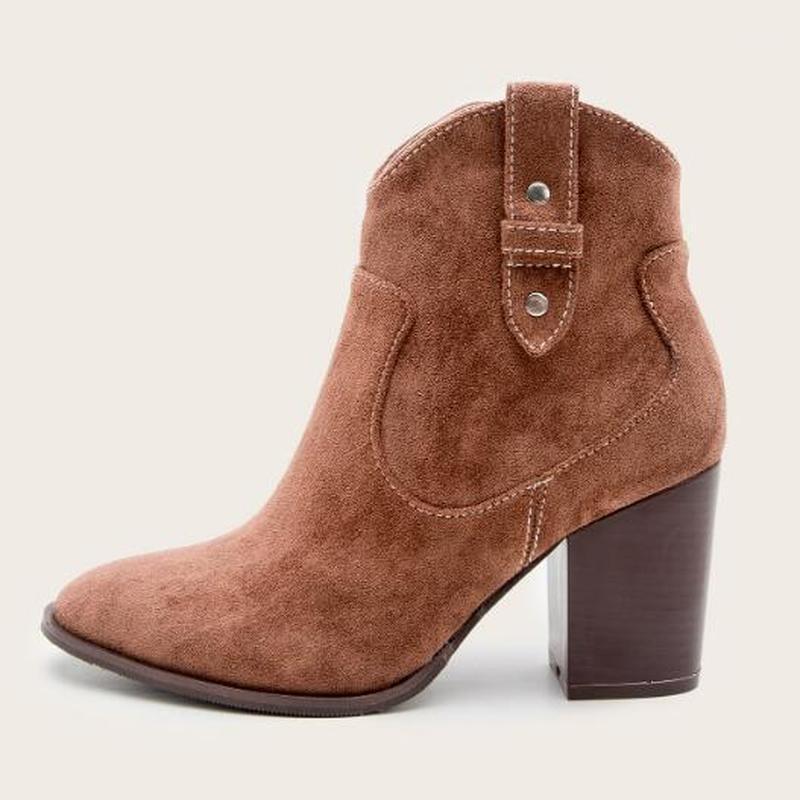 

Women ankle boots shoe high heels pumps gladiator round toe faux suede plus size shoes booties woman mujer zapatos mujer D17761, Black