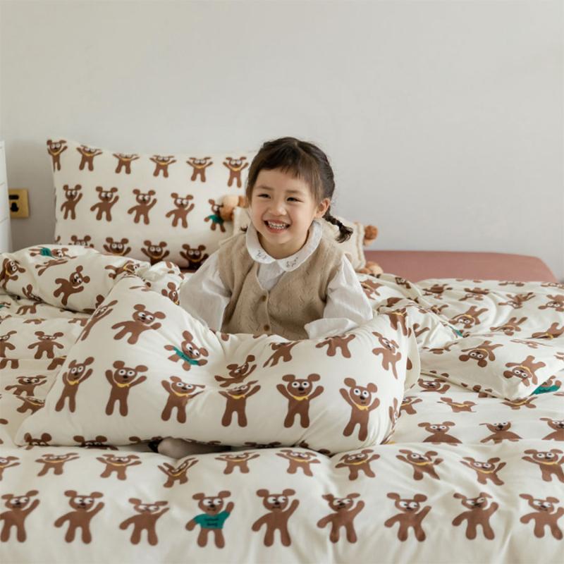

Cute sweet fruit bedding set kid teen,Knitting cotton  full queen King cartoon home textile bedsheet pillow case quilt cover, Color 03
