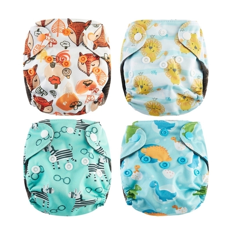 

4PcsThank u Mom Newborn Cloth Diaper Baby Reusable Nappies PUL Fabric Bamboo NB Pocket Diaper Washable for 8-10lbs Babies 201117