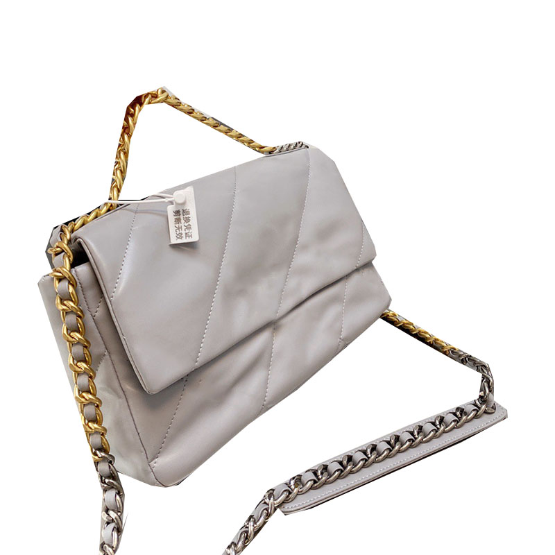 

30C/25C Top Qaultiy 19 Classic Flap Jumbo Bags Lambskin Doule Chains Interwoven Gold-Stone Shoulder Serial Number Large Capacity Designers Luxury_handbags, 25c grey