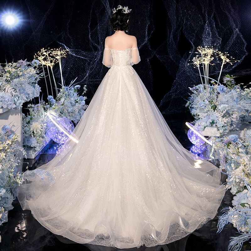 

2021 New Style Strapless Manga Comprida Bride Dressed Novia Mariee Robe C3FN, Same as pictures