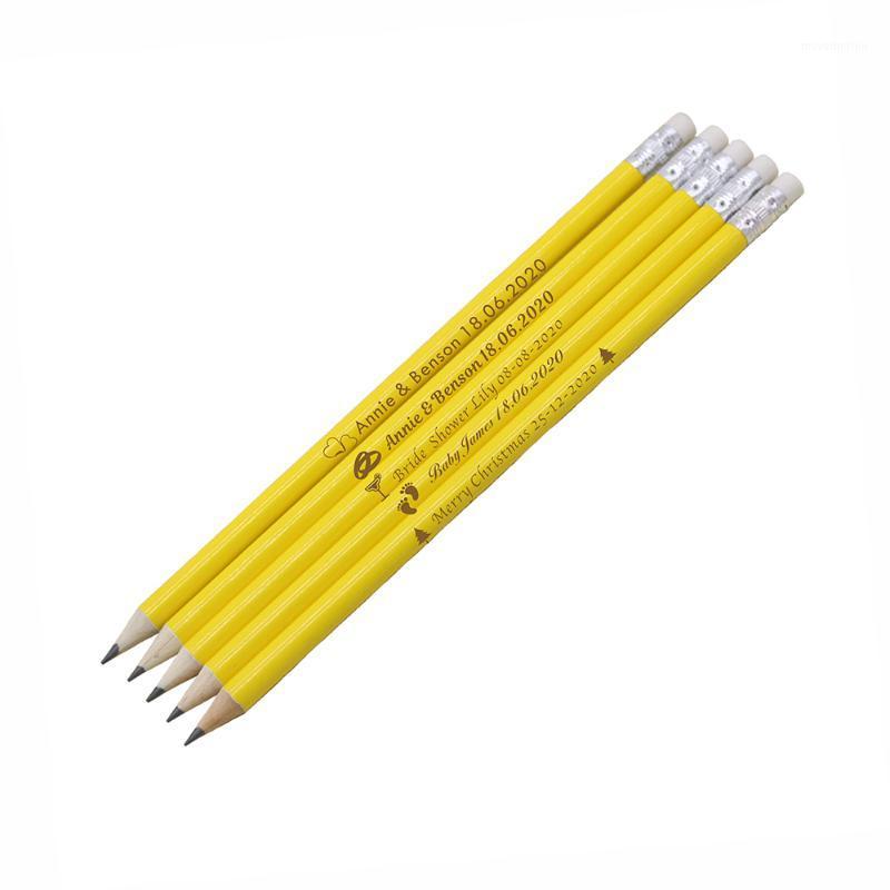 

100 Pcs Personalized Pencil With Rubber Wooden Pencils Children Kids Writing Pencils Baby Shower Wedding Gift Party Gift1