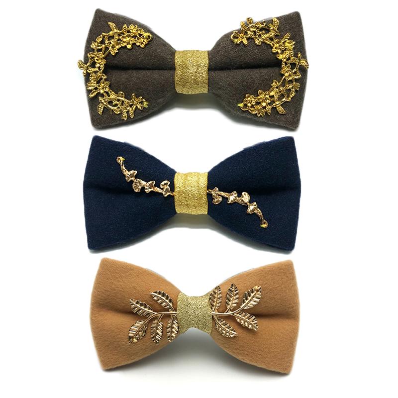 

High Quality British Fashion Bowknot Luxury Metal Bow Ties for Men Formal Wedding Butterfly Designer Brand Cravat