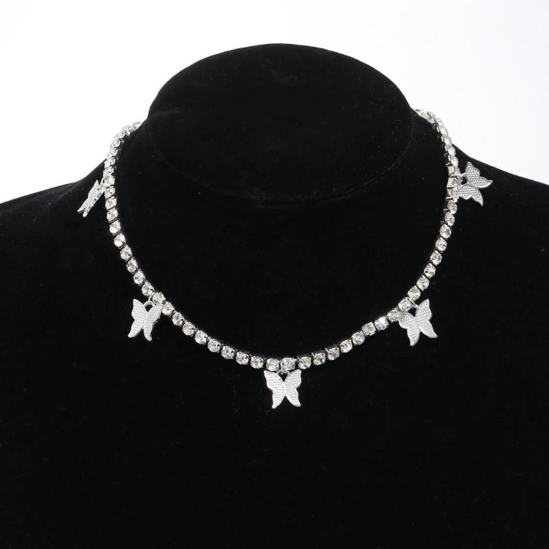 

Hip Hop Crystal Chain Necklace For Women Punk Butterfly Necklace Choker Fashion Jewelry Gift Wholesale