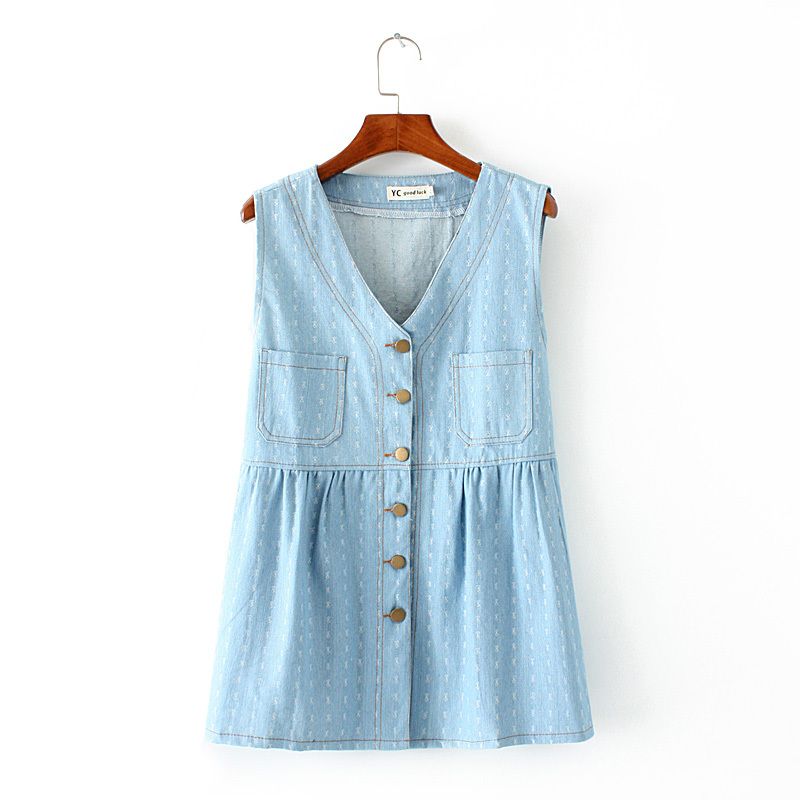 

Size Xl-4xl Plus Female Denim Casual Spring Vest Outerwear 14b4, Sky blue