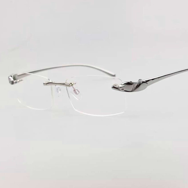 

Male alloy leopard titanium glasses without hoop squares luxury lenses clear optic lens gold eyewear frames for FLRX