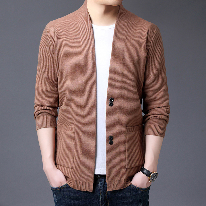 

2021 and Autumn Menthingclothingspring Crocheted, with Cleavage in v Cardigan, Men's Knitted or Crocheted Sweater, Outward 0yvu, Gold