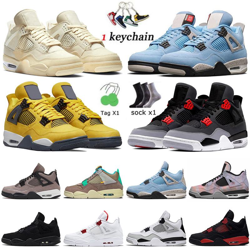 

4s Basketball Shoes Jumpman 4 Womens Mens Fashion Zen Master Military Black Cat Infrared Sail White Oreo University Blue Red Thunder Trainers Sneakers With Socks, B32 40-47 travis cactus jack