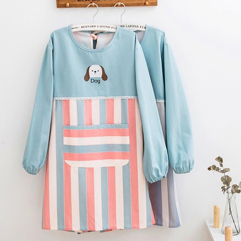 

Long-Sleeved Kitchen Cute Dog Aprons with Pockets For Women Cooking Baking BBQ and Gardening Cleaning Work Creating Art1