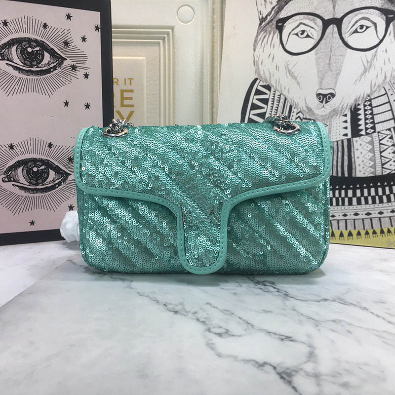

Latest Bag Bags 446744 Shoulder Marmont Silver Women Black Size Sequin Gold Green 22*13*6 Color Mini Cm Ivvrg