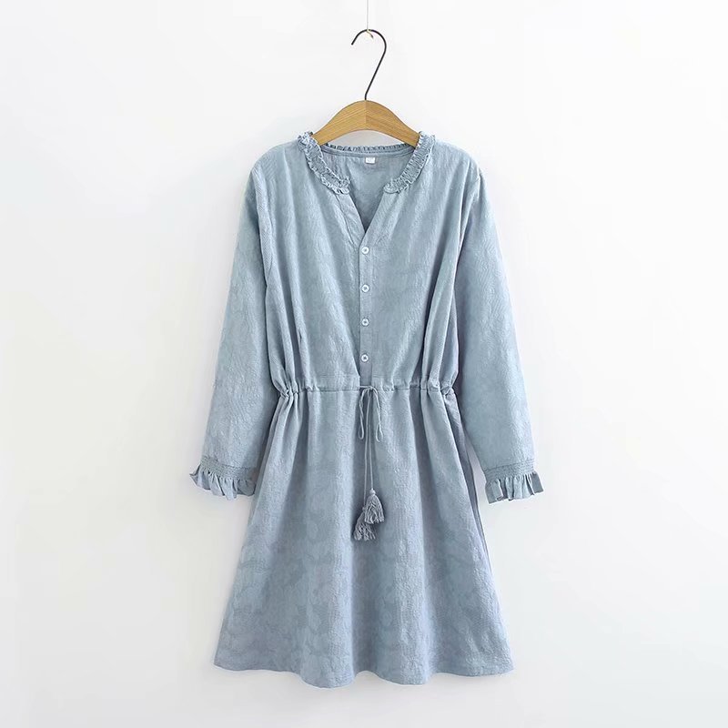 

3xl Plus Size Female Midi Floral Embroidered Cotton Complete Dress Stylish Mbm7, Blue