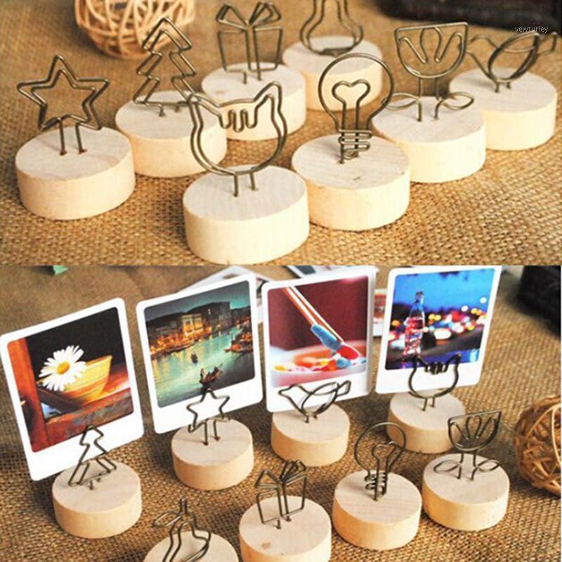 

Creative Round Wooden Note Picture Frame Clip Table Number Wedding Photo Holder Photo Clip Memo Name Card Pendant Holder1