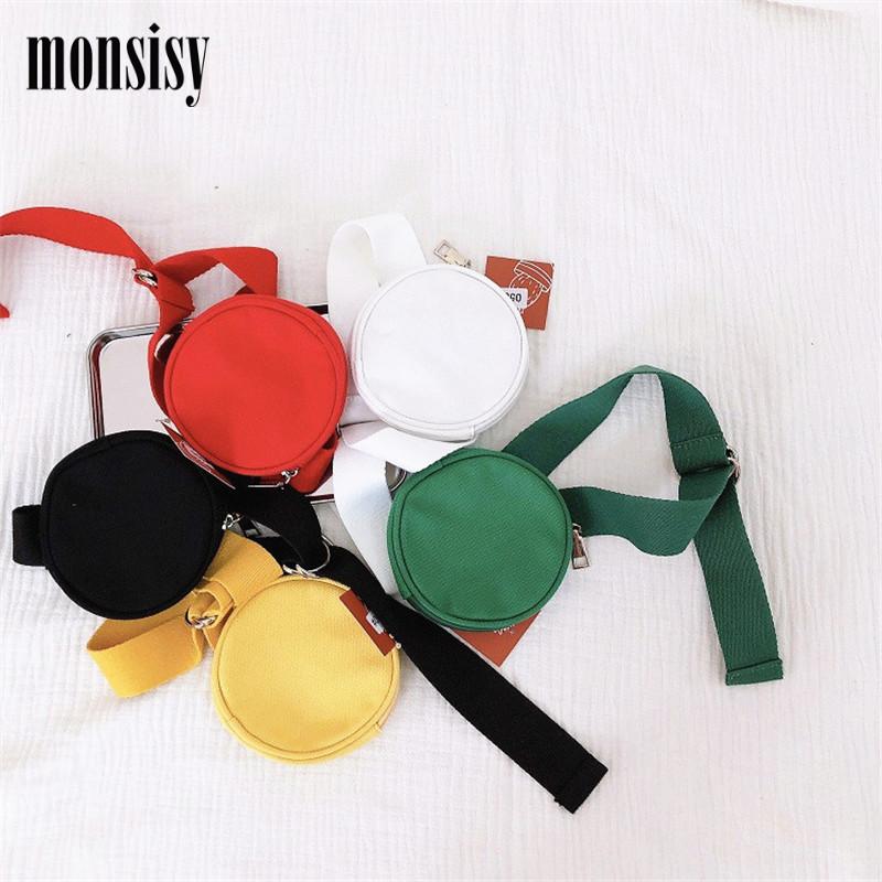 

Monsisy 2020 Children Waist Bag For Boy Girl Fanny Pack Canvas Zipper Pocket Belt Bag Unisex Phone Pouch Kid Round Wasit Pack, Black