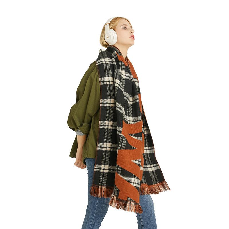 

2020Fxfurs fashion new Autumn/Winter 2020 Korean style printed shawl fashion tassel long warm scarf women