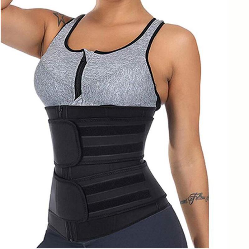 

3.5mm thick neoprene trainer corset women waist support belt shaper fast wicking body waist zipper reinforced trimmer men, Black