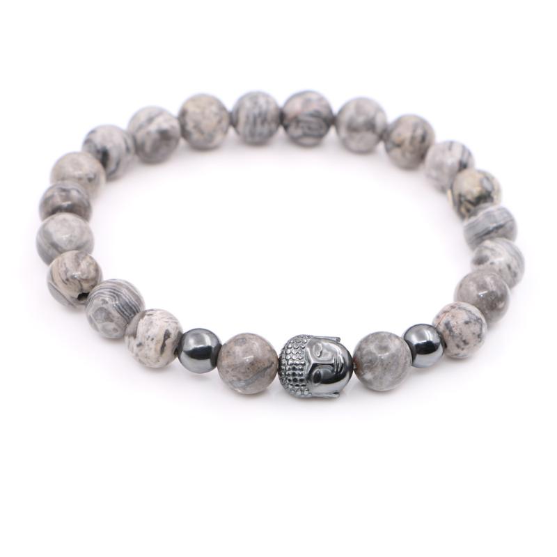 

Atolyestone 8mm Emperor bead Hematite Buddha Bracelet Mens Beaded Bracelet genuine emperor for party wearing