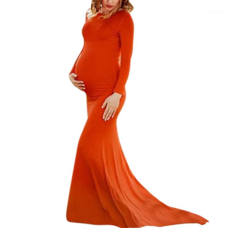 

LONSANT Maternity dress Women Solid long sleeve Maternity Photography Floor Length Long Dress for Mother Pregnancy1, Black