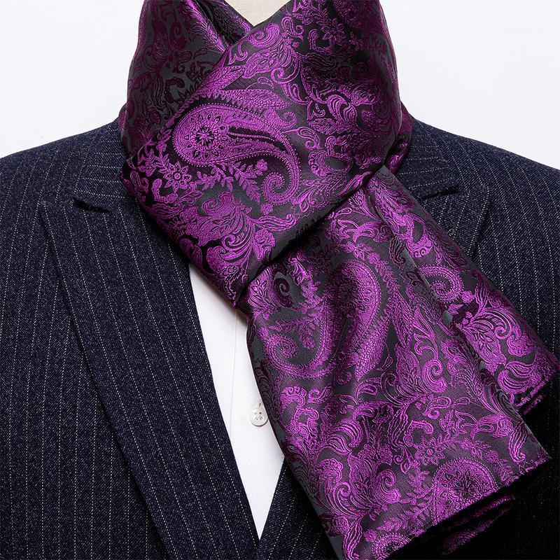 

Winter Designer 160cm Long Men Purple Paisley Silk Scarf Male Brand Shawl Wrap Face Scarf Grade A Adult Barry.Wang1