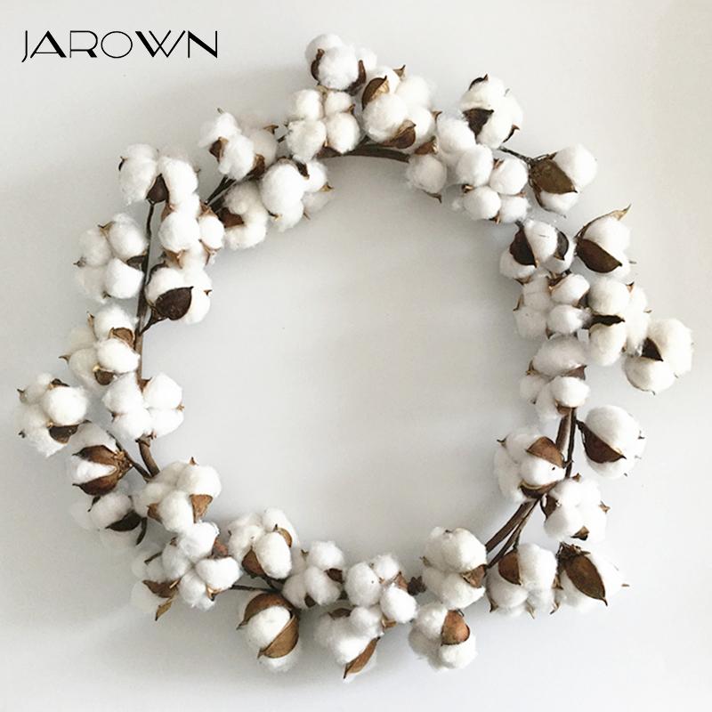 

JAROWN Simulation Cotton Wreath Artificial Cotton Flower Garland Fake Flowers Home Door Hanging Ornament Wedding Christmas Decor, 25cm