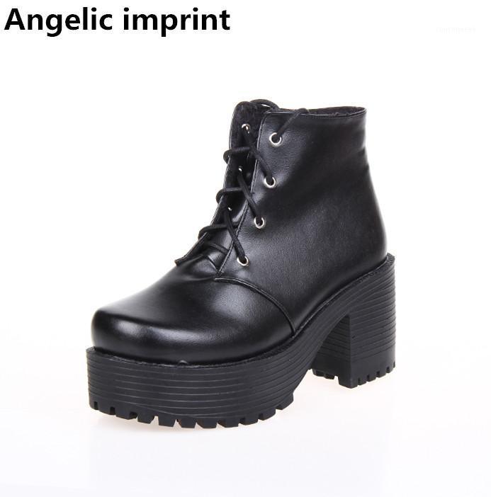 

Angelic imprint mori girl Women motorcycle punk shoes lady high heels lolita ankle boots woman student princess dress pumps 8cm1, Brown
