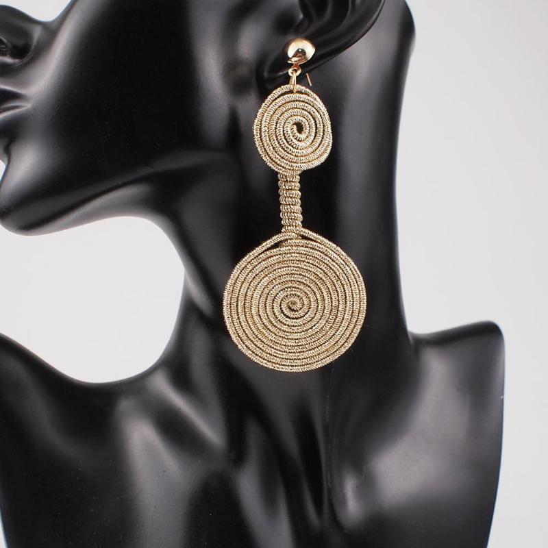 

Trendy Charm Spiral Alloy Dangle Earrings Statement Circle Fashion Earrings For Women Handmade Party Jewelry UKMOC