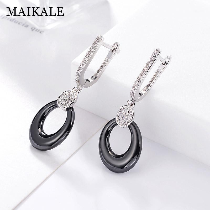 

Dangle & Chandelier MAIKALE Classic Round Drop Earrings Small Cubic Zirconia Plated Gold Silver Color Korean For Women Send Friend Gift1